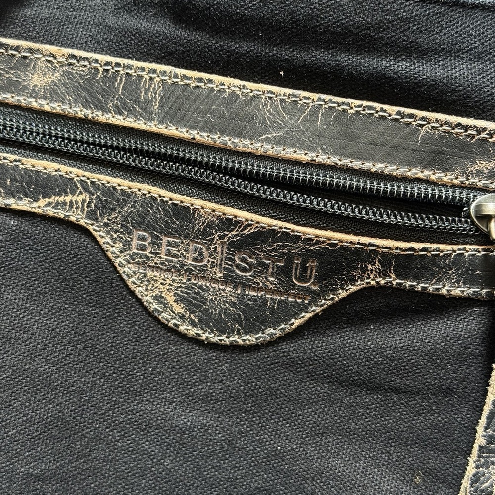 Bed Stu Handbag Black Lux Rustic Rockaway Leather Satchel Purse Tote Bag 18x12x6 - Picture 15 of 16